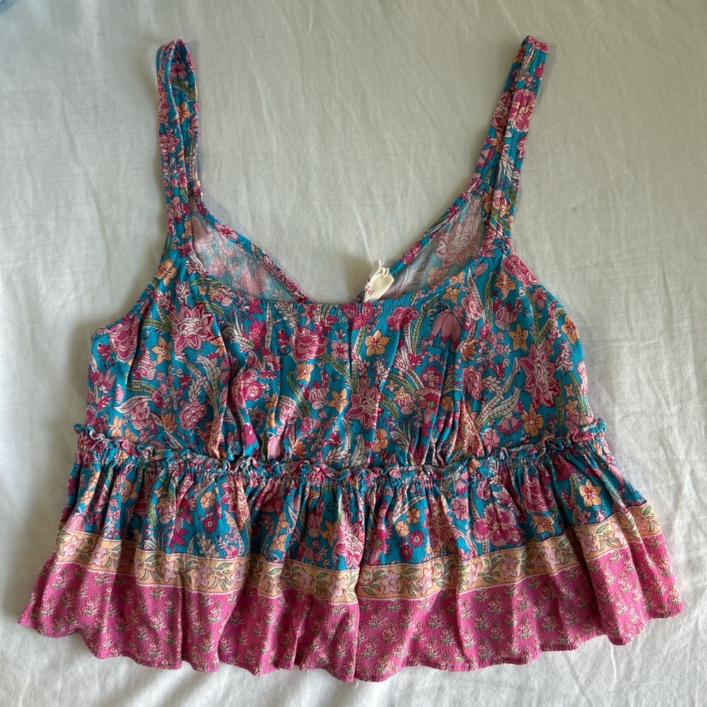 Plenty by Tracy Reese Floral Tank Top - Pink and Teal